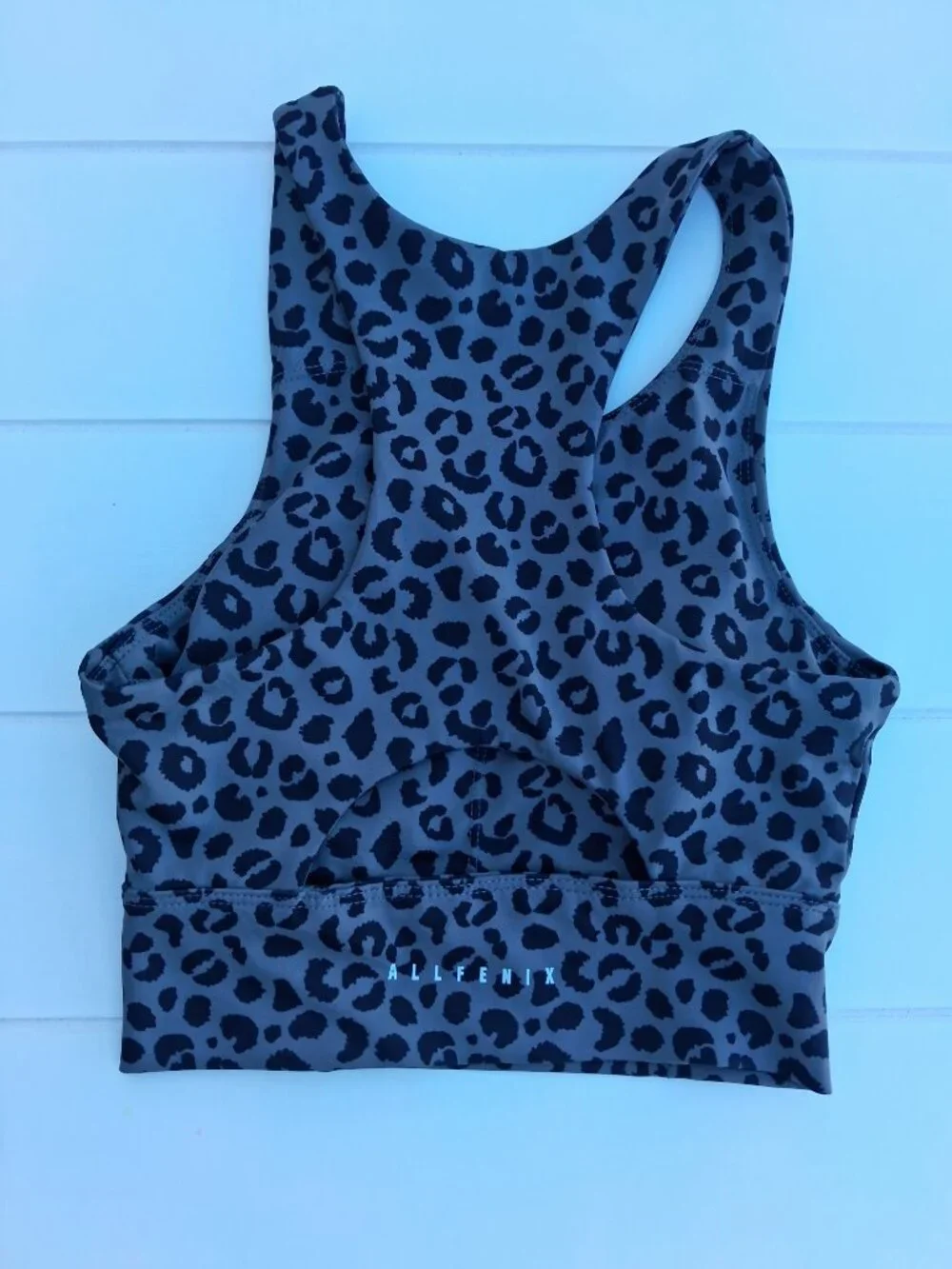 Allfenix Gray Padded Athletic Sports Bra Tank Leopard Print Xs